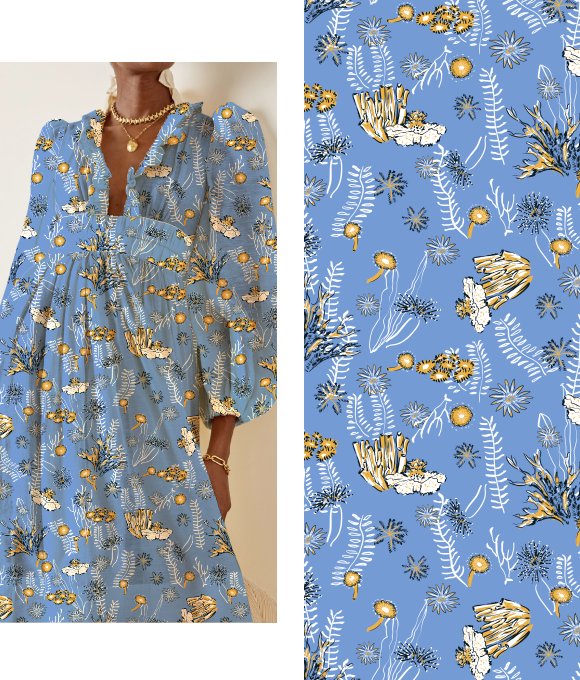 Flores del Océano" en la Serie de Diseños