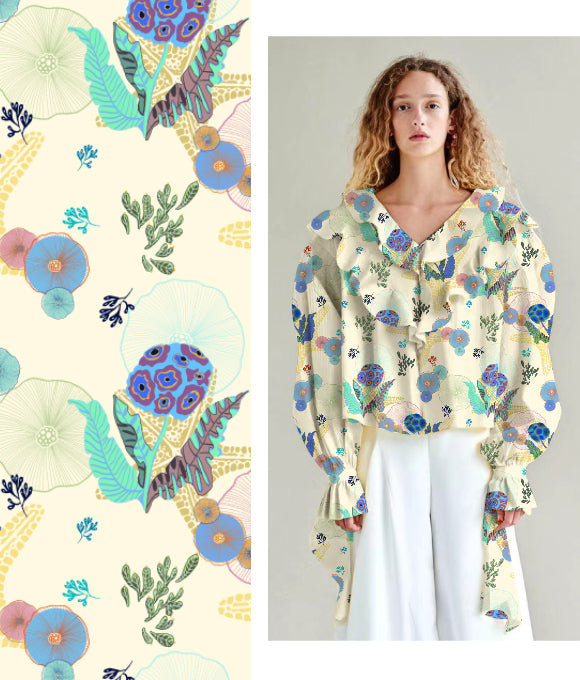 Flores del Océano" en la Serie de Diseños