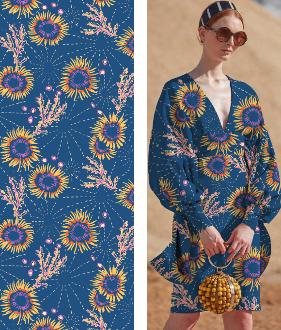 Flores del Océano" en la Serie de Diseños