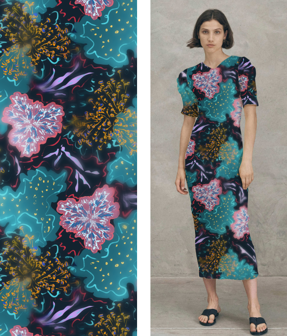 Flores del Océano" en la Serie de Diseños