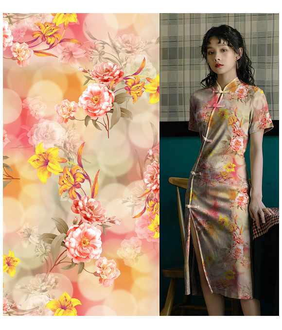 Flores en un espejo, luna en el agua