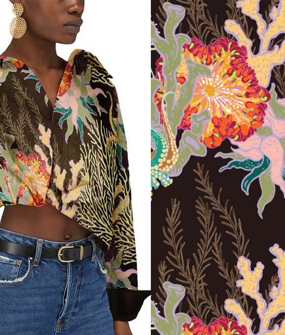 Flores del Océano" en la Serie de Diseños