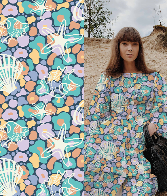 Flores del Océano" en la Serie de Diseños