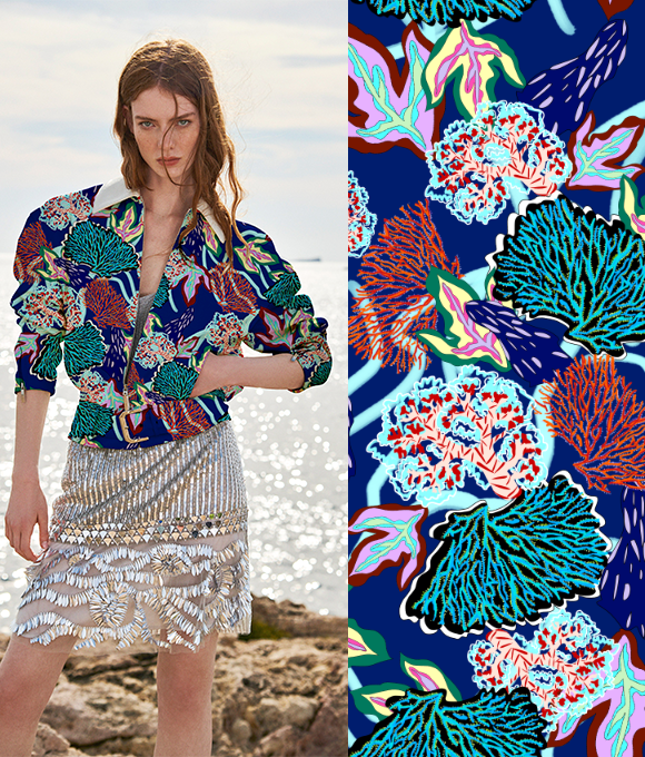 Flores del Océano" en la Serie de Diseños