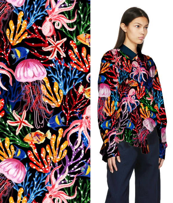 Flores del Océano" en la Serie de Diseños