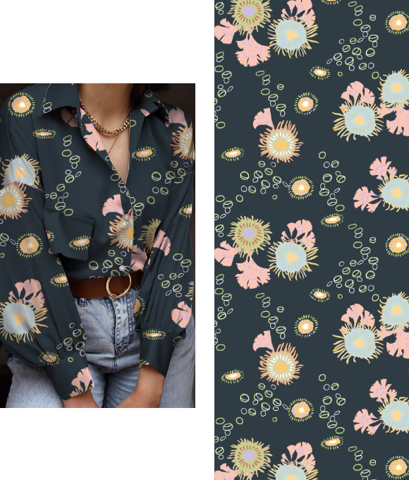 Flores del Océano" en la Serie de Diseños